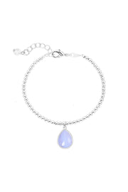 Blue Lace Agate Beaded Charm Bracelet - SF