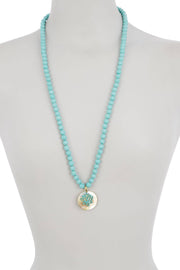 Mala Beads Necklace With Lotus Pendant - GF