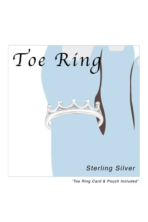 Sterling Silver Crown Adjustable Toe Ring - SS