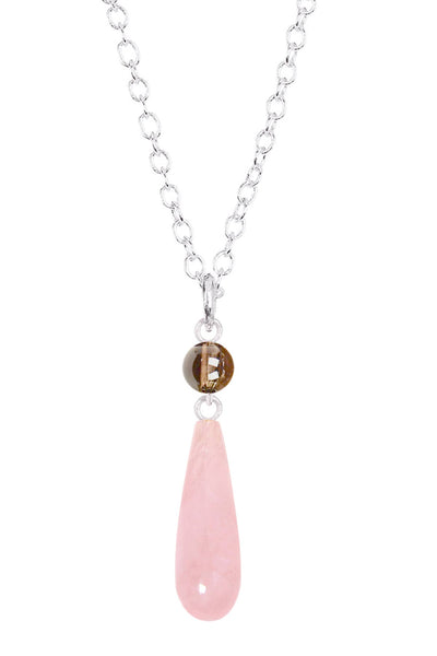 Rose Quartz & Somky Crystal Pendant Necklace - SF