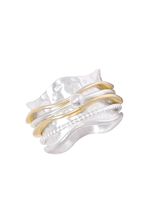 Two-Tone Wave Spinner Ring - SF