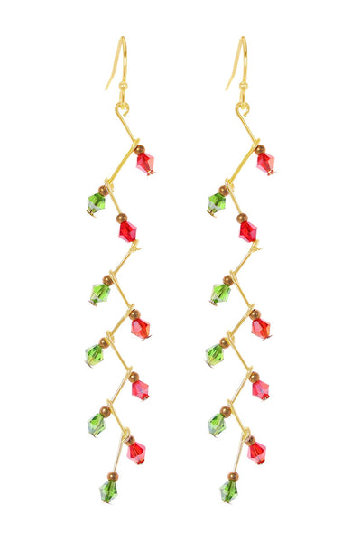 Mixed Austrian Crystal Christmas Dangle Earrings - GF