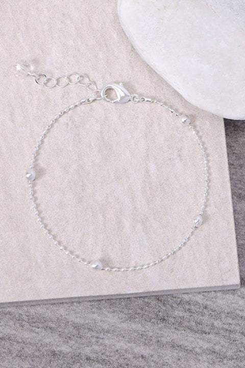 Silver Plated 1mm Bead Chain Bracelet - SP