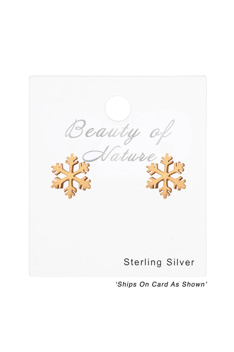 Sterling Silver Snowflake Ear Studs - RG