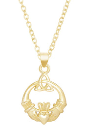 14k Gold Plated Irish Claddagh Pendant Necklace - GF