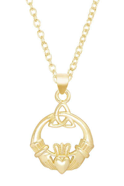 14k Gold Plated Irish Claddagh Pendant Necklace - GF