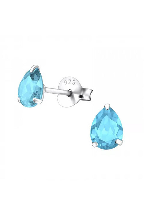 Sterling Silver Pear 4x6mm Ear Studs With CZ - SS