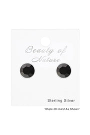 Sterling Silver Round 2mm Ear Studs With Crystals - SS