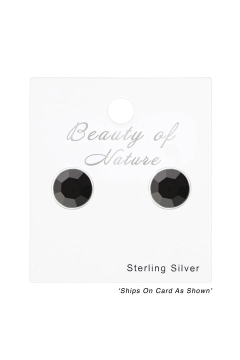Sterling Silver Round 2mm Ear Studs With Crystals - SS