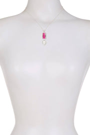 Raspberry & Moonstone Crystal Hanging Pendant Necklace - SF