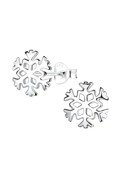 Sterling Silver Snowflake Post Earrings - SS