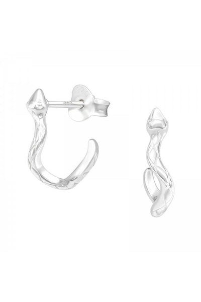 Sterling Silver Snake Half Hoop Ear Studs - SS