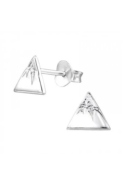 Sterling Silver Mountain Top Stud Earrings - SS