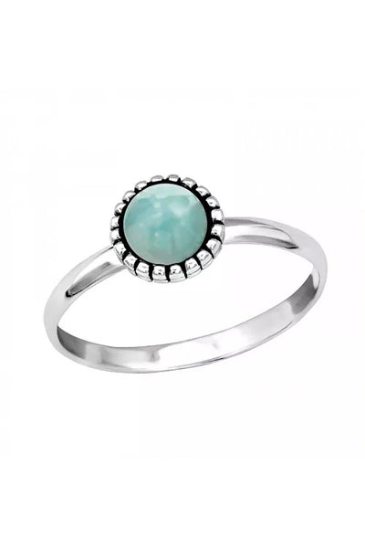Sterling Silver Round Ring With Amazonite - SS