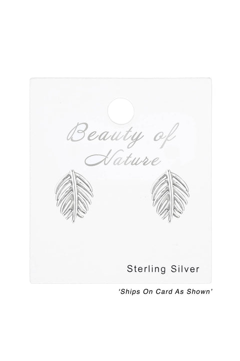 Sterling Silver Leaf Ear Studs - SS