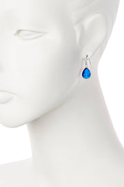 Swiss Blue Crystal Teardrop Earrings - SF
