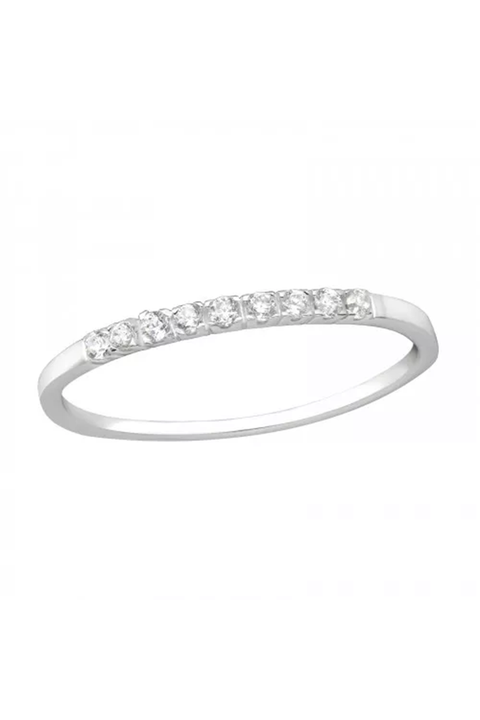 Sterling Silver Stackable Band Ring Ring With CZ - SS