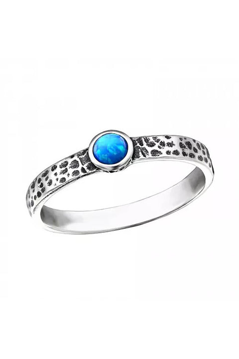 Sterling Silver Band Ring With Opal - SS