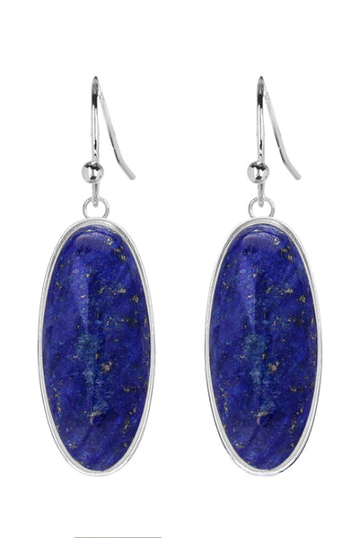 Lapis Oval Drop Earrings - SF