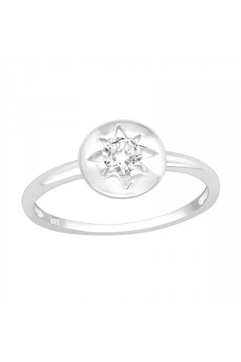 Sterling Silver Star Ring with CZ - SS