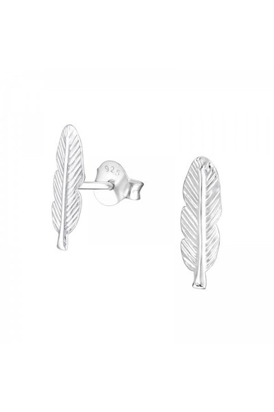 Sterling Silver Feather Ear Studs - SS