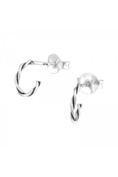 Sterling Silver Twist Half Hoop Ear Studs - SS