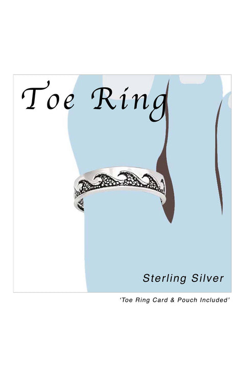 Sterling Silver Wave Adjustable Toe Ring - SS