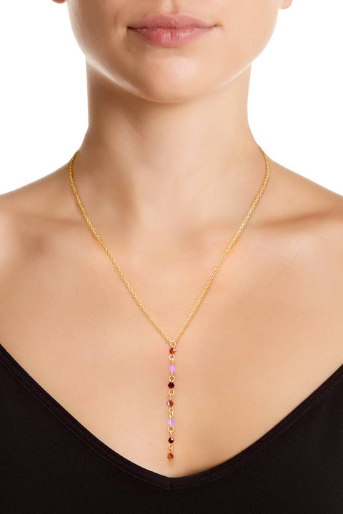 Purple Austrian Crystal Y Necklace - GF