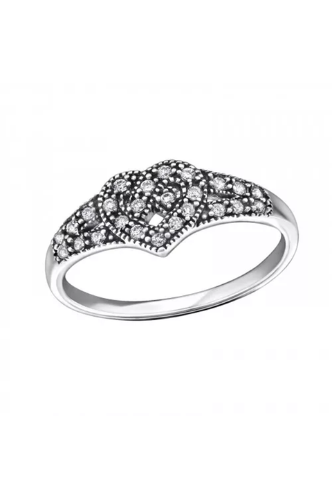 Sterling Silver Celtic Heart Ring With CZ - SS