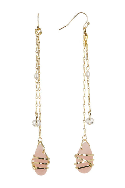 Rose Crystal Drop Earrings In Gold - GF