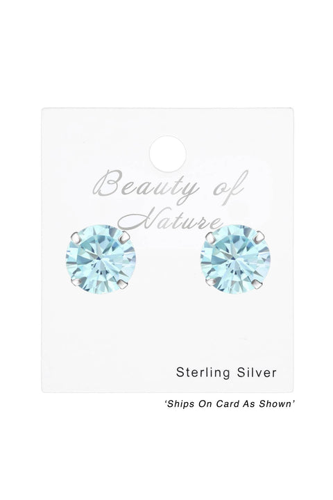 Sterling Silver Round 6mm Ear Studs With Cubic Zirconia - SS