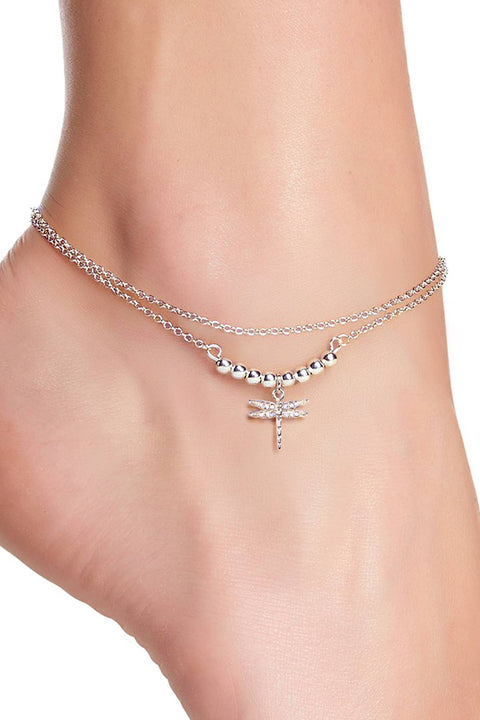 Dragonfly Charm & Double Strand Anklet - SF