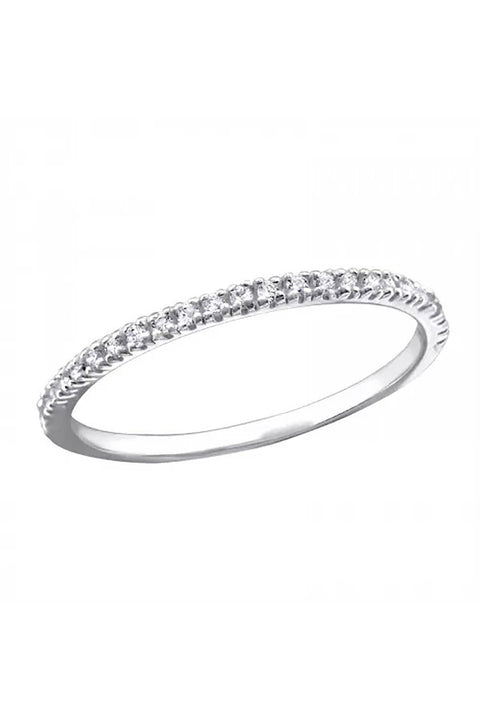 Sterling Silver CZ Thin Band Ring- SS