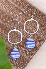 Blue Murano Glass & Freeform Drop Earrings - SF