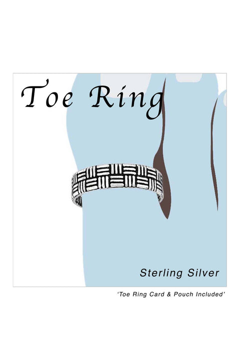 Sterling Silver Bamboo Pattern Adjustable Toe Ring - SS