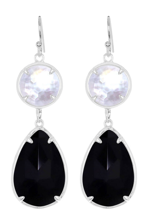 Black Onyx With Pearl Drop Earrings - SF