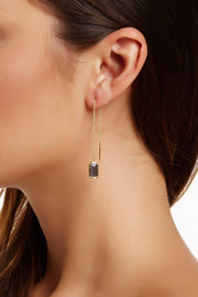 London Blue Crystal Rectangle Threader Earrings - GF