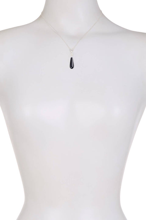 Hematite & Faux Pearl Pendant Necklace - SF