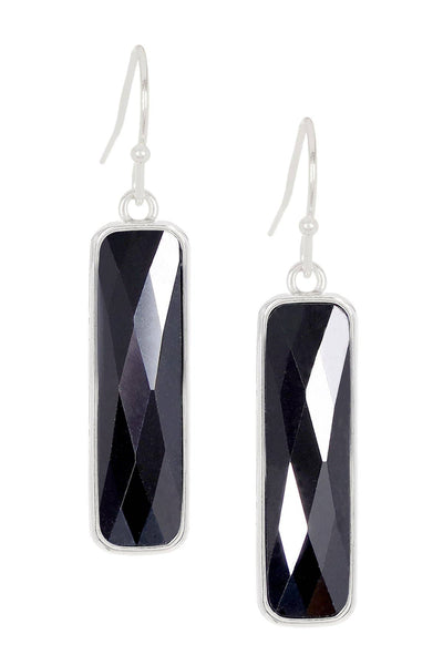 Hematite Rectangle Drop Earrings - SF