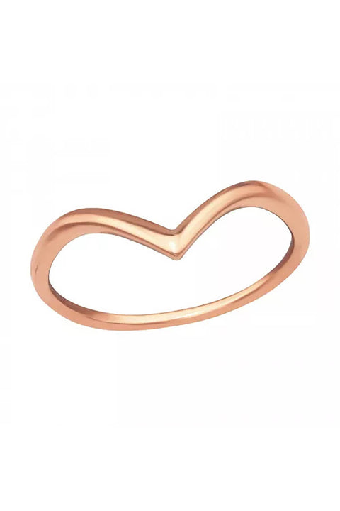 Sterling Silver Wave Band Ring In Rose Gold- RG