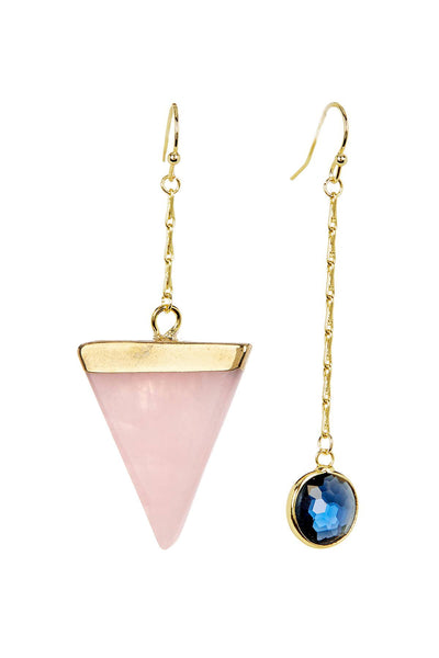 Rose quartz & Crystal Drop Earrings - GF