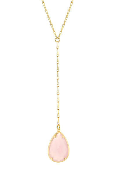 Rose Crystal Pear Cut Y Necklace - GF