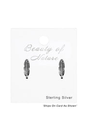 Sterling Silver Feather Ear Studs - SS