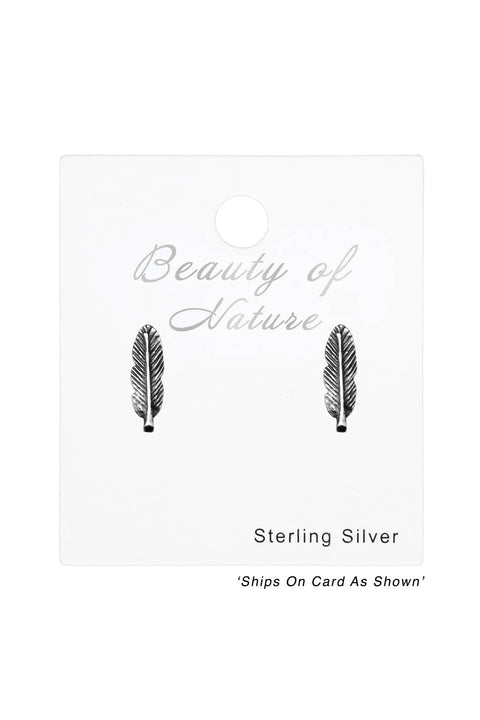 Sterling Silver Feather Ear Studs - SS