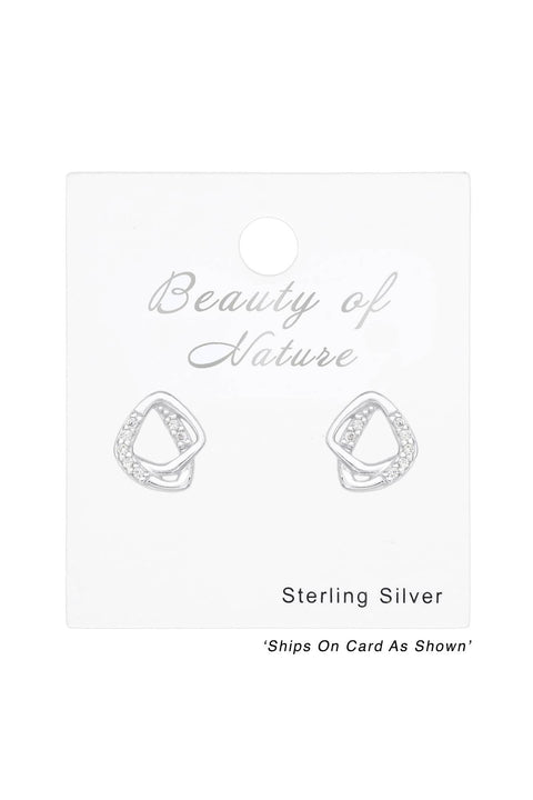 Children's Sterling Silver Geometric Ear Studs With CZ - SS