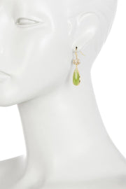 Peridot Crystal & Lotus Drop Earrings - GF