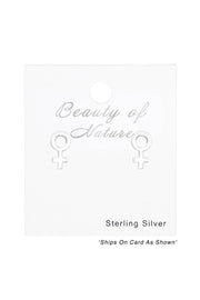 Sterling Silver Women Sign Ear Studs - SS