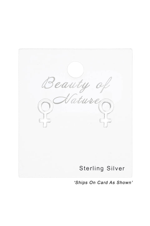 Sterling Silver Women Sign Ear Studs - SS