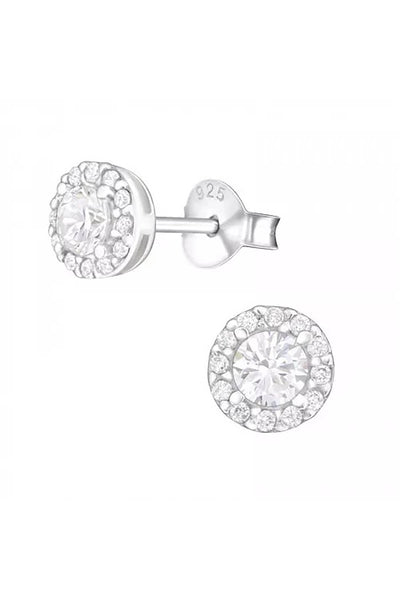 Sterling Silver Snowflake Ear Studs With Cubic Zirconia - SS