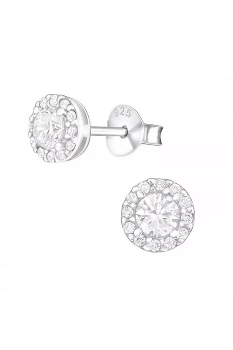 Sterling Silver Snowflake Ear Studs With Cubic Zirconia - SS